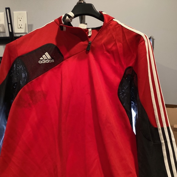 Adidas Climacool Men's Red Black White Tracksuit Activewear Long Sleeve Shirt - Picture 1 of 9
